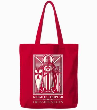 Knights Templars an Elite Unit of Military History Crusaders T-Shirt, Black, S Tote Bags - Red