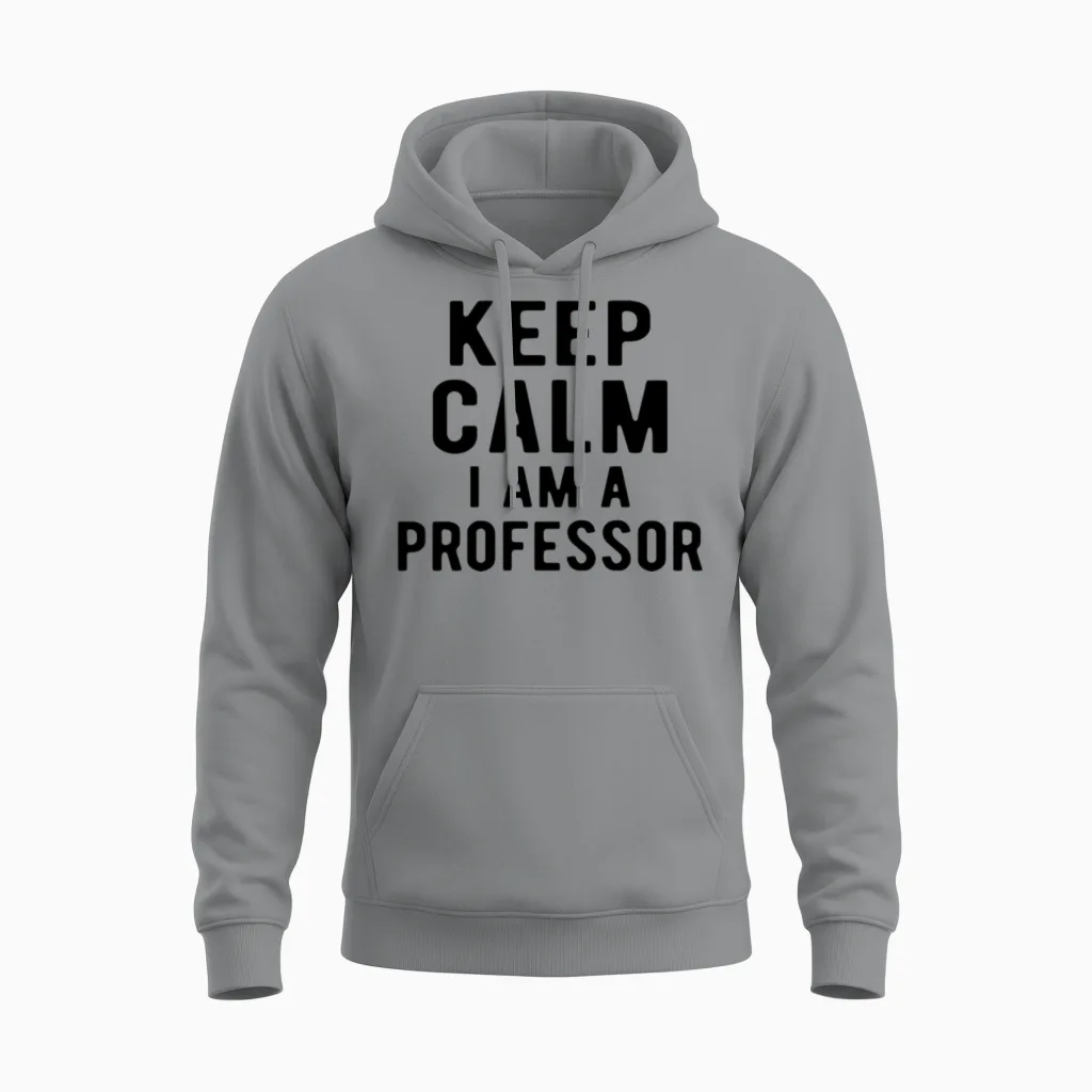 Professor: Keep Calm I Am a Professor Unisex Hoodie in Sport Grey