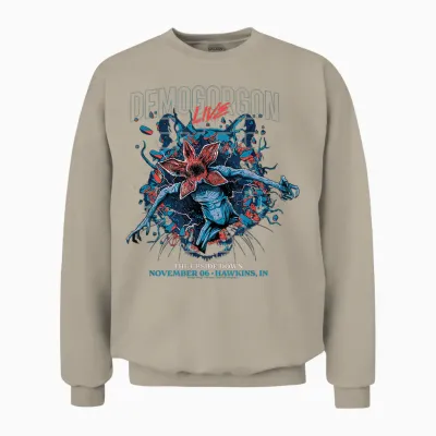 Stranger Things Demogorgon Live the Upside Down T-Shirt, Black Unisex Sweatshirt - Sand