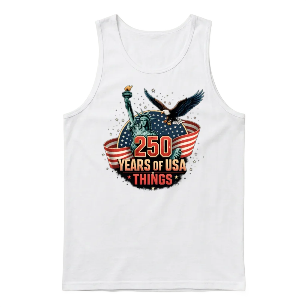 250 Years Usa Things โ Patriotic & 4th of July Unisex Tank Top - White