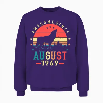 1969 August Retro Unisex Sweatshirt - Purple