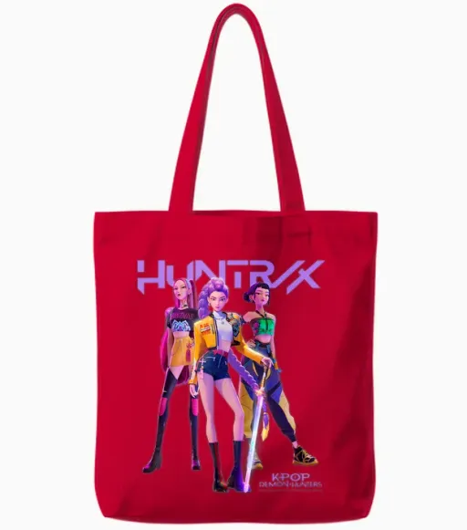 Kpop Demon Hunters Huntrix Pose Officially Licensed Tote Bags - Red