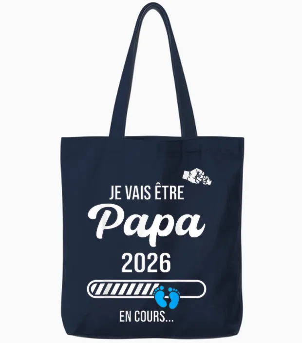 Je Vais être Papa 2026, Future Papa 2026 Tote Bags in Navy