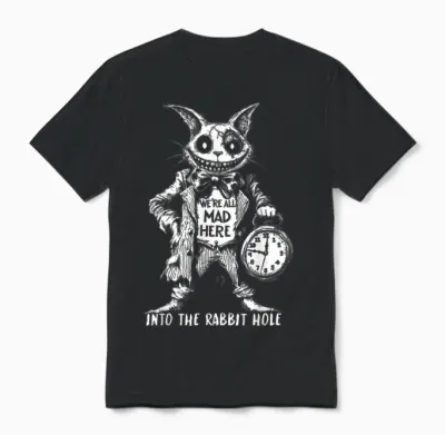Scary Cheshire Cat in Wonderland Horror Unisex T-Shirt - Black
