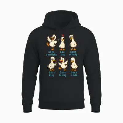 Funny Goose Design Crazy Love Smart Slanted Humour Fans Unisex Hoodie - Black