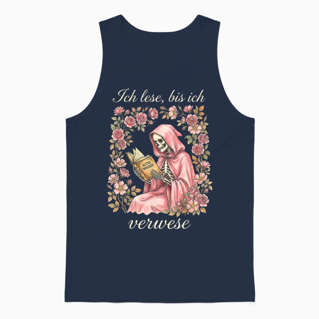 Ich Lese Bis Ich Verwese Bücherwurm Lesen Unisex Tank Top in Navy