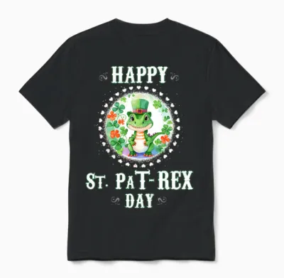 Enfant Joyeux T-Shirt Saint-Pat Trex Dinosaur La Saint-Patrick Unisex T-Shirt - Black