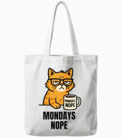 Grumpy Cat Says Nope to Mondays Tote Bags - White