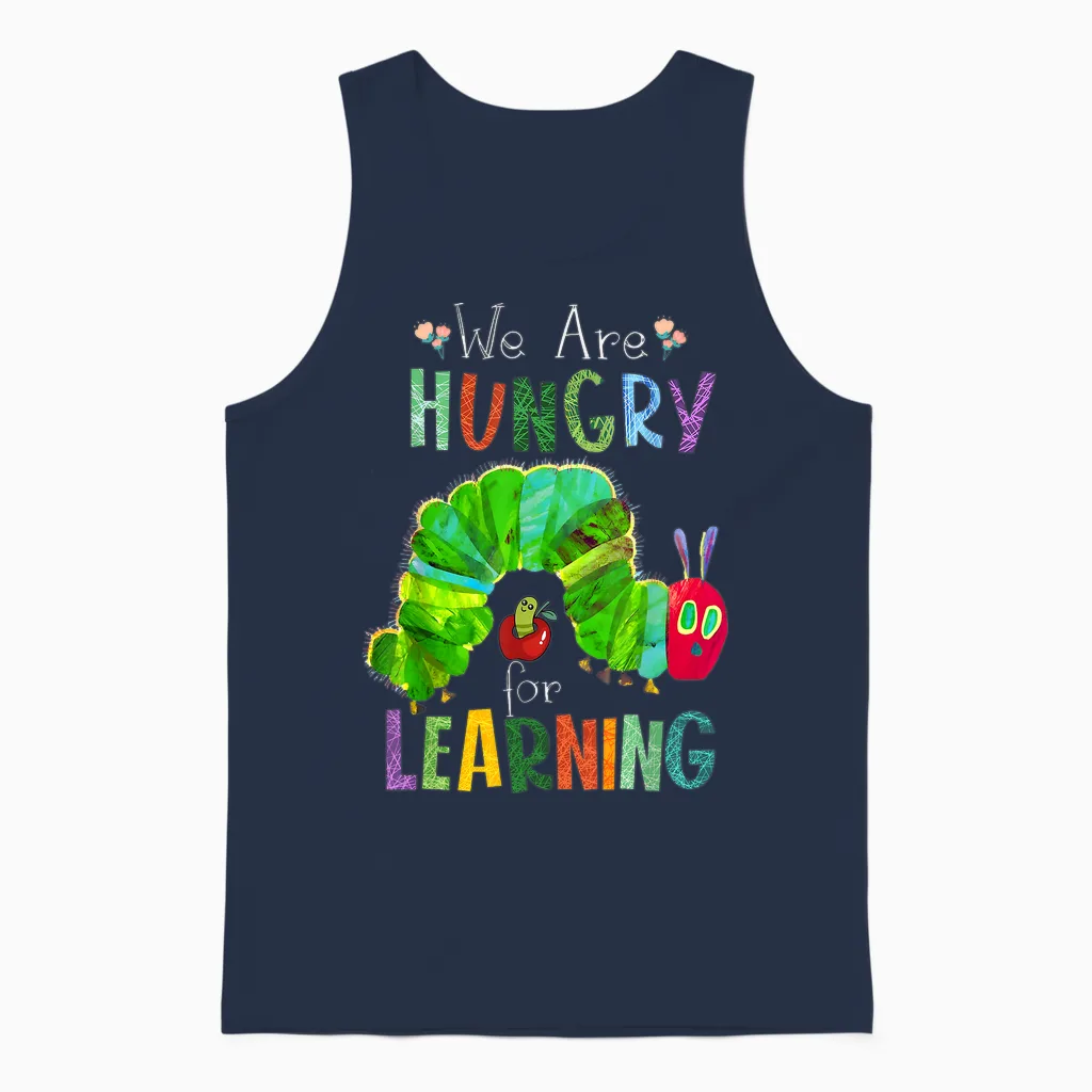 We Are Hungry for Learning Teacher First Day Back to School Unisex Tank Top in Navy