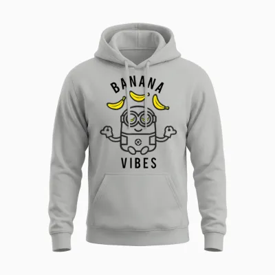 Despicable Me Banana Vibes Mediation Minion T-Shirt, Yellow, S Unisex Hoodie - Ash