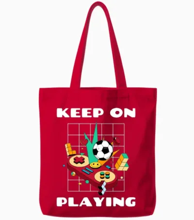 Keep on Playing Nostalgia Tote Bags - Red