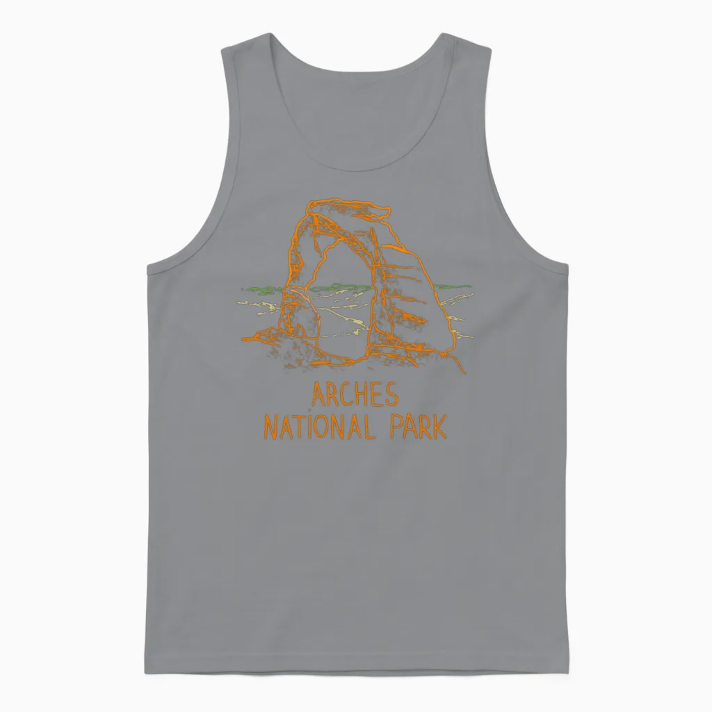Arches National Park Hiking & Outdoors Gift Unisex Tank Top in Sport Grey