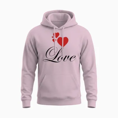 Love with Hearts. Unisex Hoodie - Light Pink