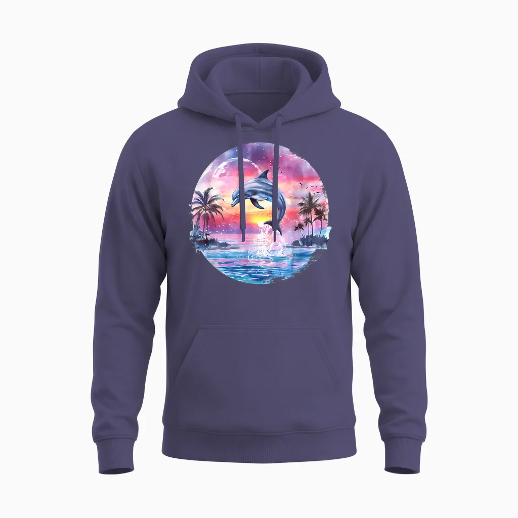 Sea Ocean Animal Art Delfin Sonnenuntergang Meer Ozean Tierliebhaber Ozean Meer Delfin T-Shirt Schwarz S Eu 38-40 Unisex Hoodie in Heather Sport Dark Navy
