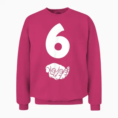 6 Number Six Funny Hands Meme School Teen Kid Matching Unisex Sweatshirt - Heliconia