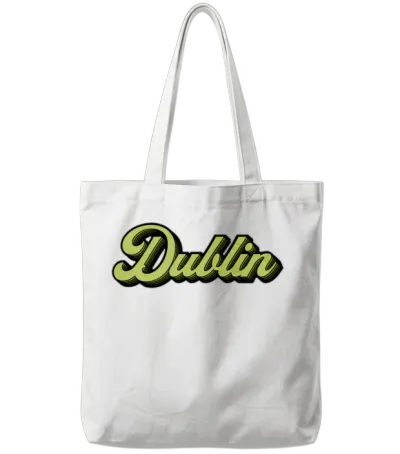 Dublin Retro Script Tote Bags - White