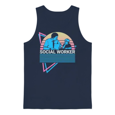 Social Worker Retro Unisex Tank Top - Navy