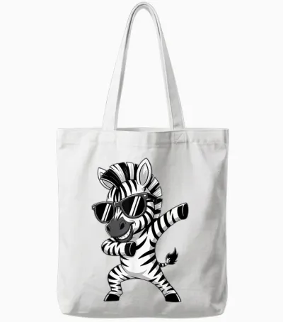 Cute Dabbing Zebra Clothes Kids Toddler Boys Animal Print Tote Bags - White
