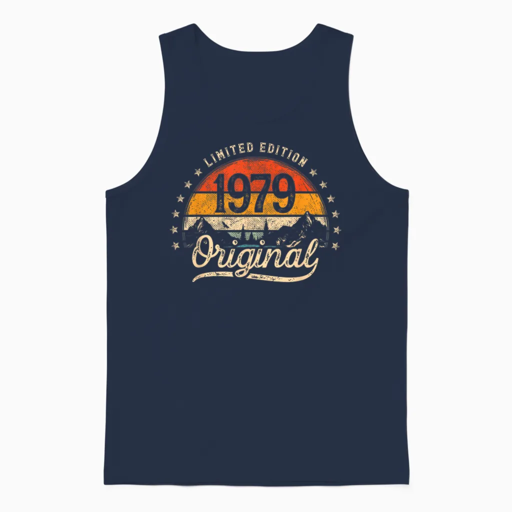 Limited Edition Jahrgang 1979 Vintage Mann 47. Geburtstag Unisex Tank Top in Navy