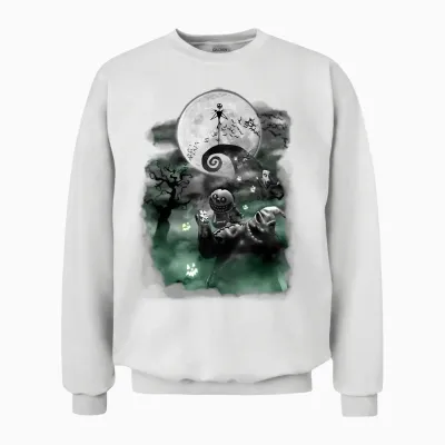 Disney - the Nightmare Before Christmas Haunted Scene Unisex Sweatshirt - White