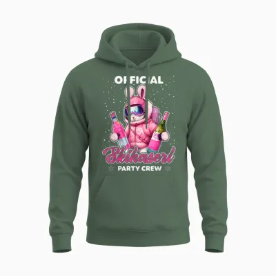 Skiing Official Skihaserl Party Crew Apres Ski Damen Unisex Hoodie - Military Green