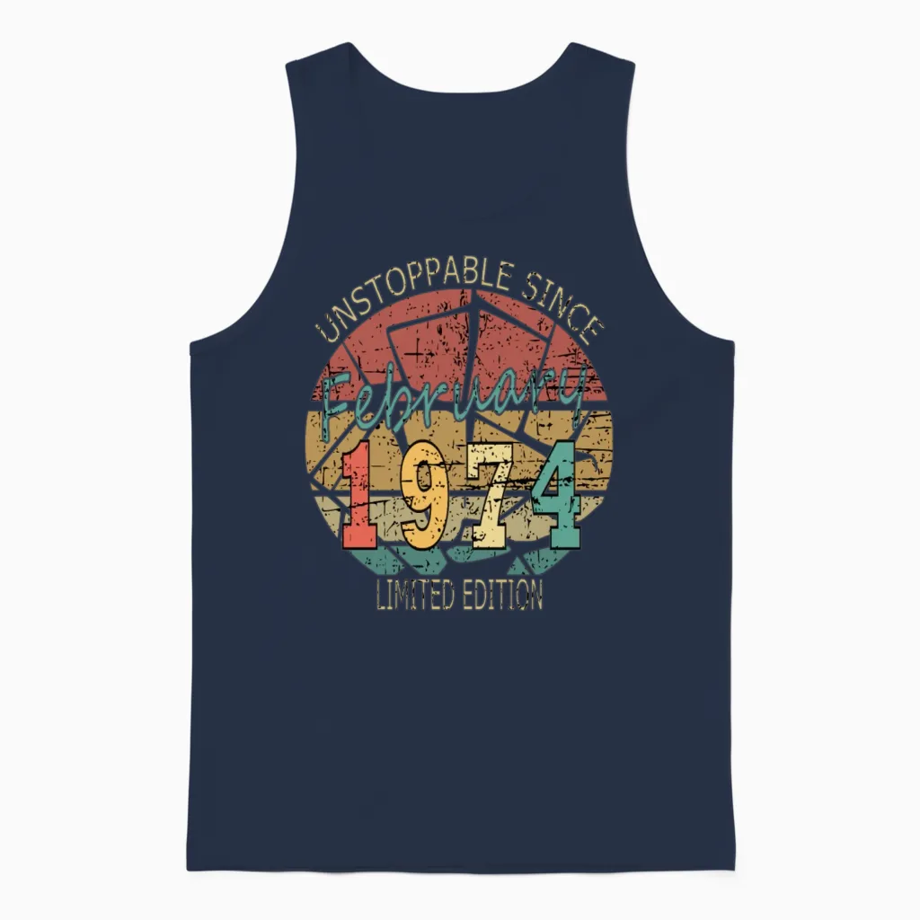 1974 Born Vintage Rose Gift Unisex Tank Top in Navy