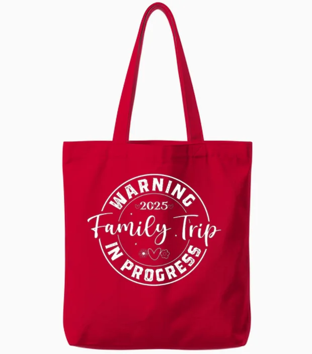 Family Trip in Progress 2025 Tote Bags in Red