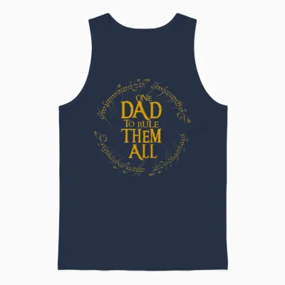 Lustiger Fantasy Nerd Dad Graphic "one Dad to Rule Them All" Unisex Tank Top - Navy