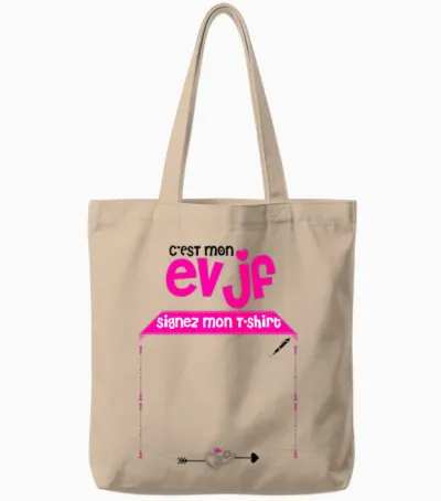 C'est Mon Evjf Sign My Funny Bride Future T-Shirt, Black, S Tote Bags - Natural