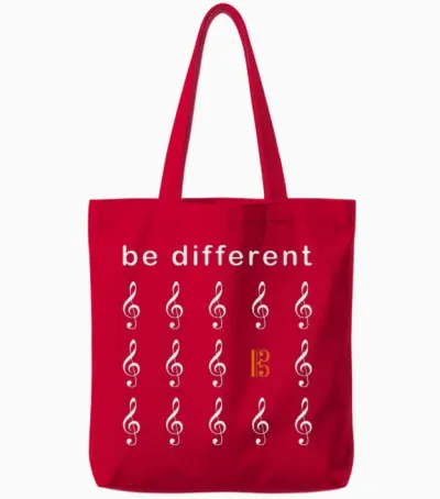 Viola Alto Key Saying Be Different Musician T-Shirt, Black, S Tote Bags - Red