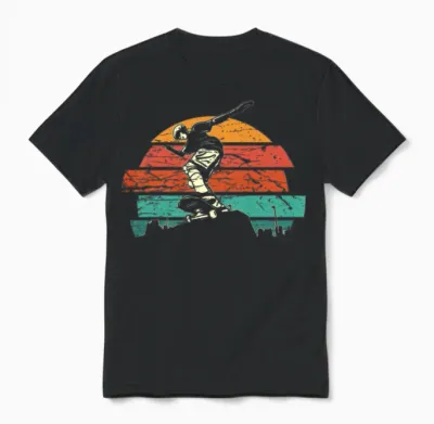 Retro Skateboarder Boy Skater Unisex T-Shirt - Black