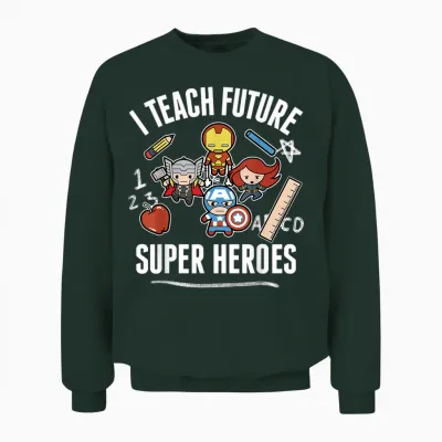 Marvel Avengers Classic I Teach Super Heroes Graphic Unisex Sweatshirt - Forest
