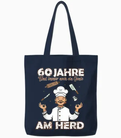 Lustiges Koch Kochen & Backen 60 Jahre Alt Zum Geburtstag Tote Bags - Navy