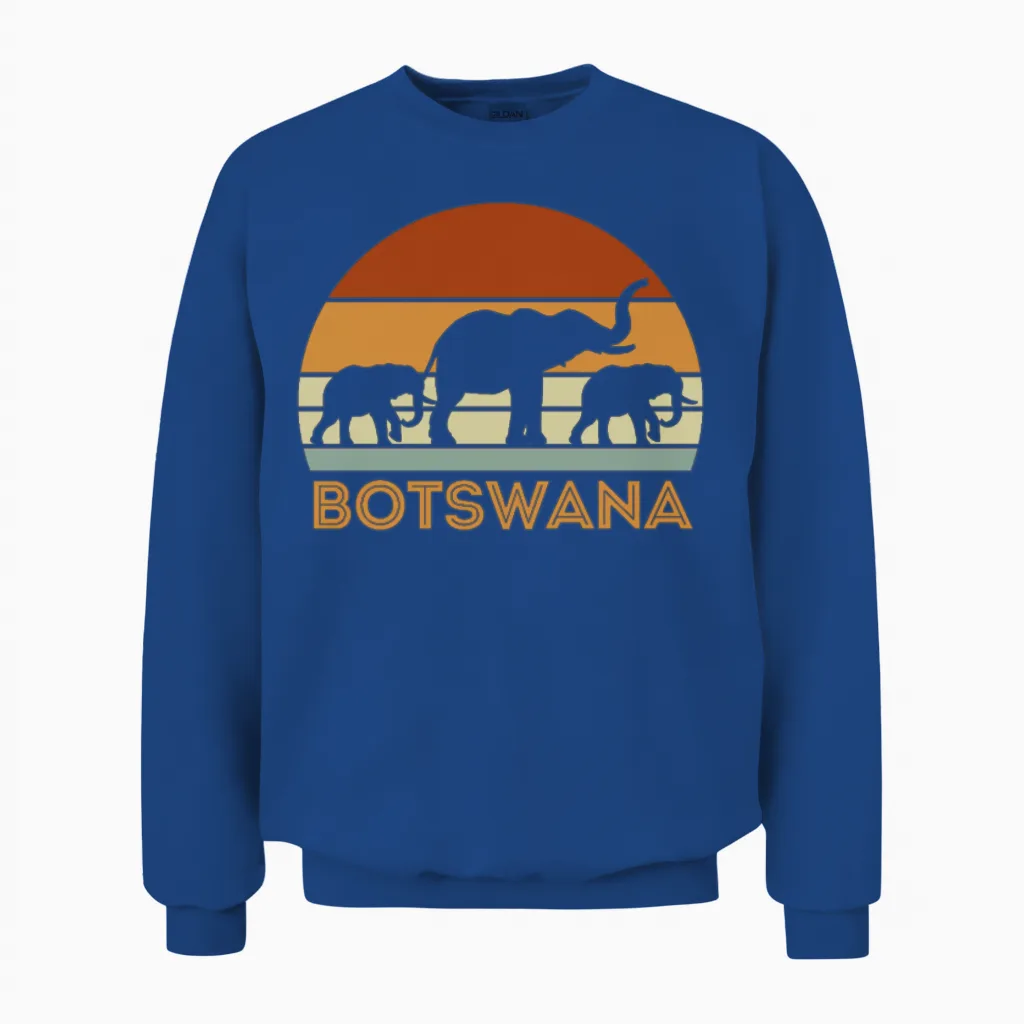 Botswana Elephant Retro Unisex Sweatshirt - Royal