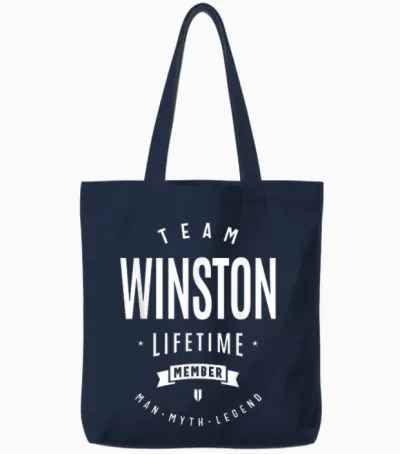 Membre à Vie De L'équipe Winston Nom Drôle Winston Tote Bags - Navy