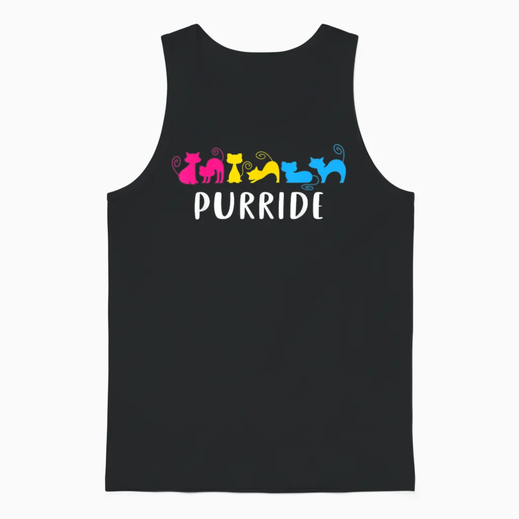 Chats Purride Fierté Pansexuelle Lgbtq Couleurs Drapeau Pan Unisex Tank Top in Black