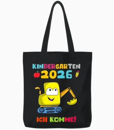 Kinder Kindergarten 2026 Ich Komme Einschulung Kita Tote Bags - Black