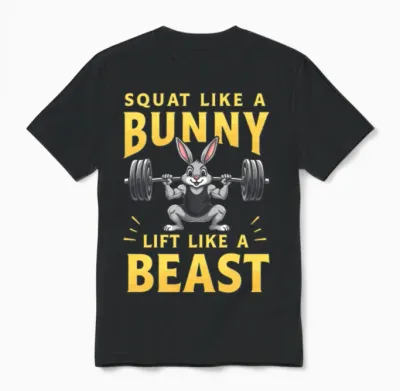 Fitness Bunny Gym Workout Rabbit Bodybuilding Unisex T-Shirt - Black