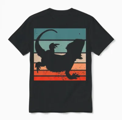 Vintage Retro Bearded Dragon Unisex T-Shirt - Black