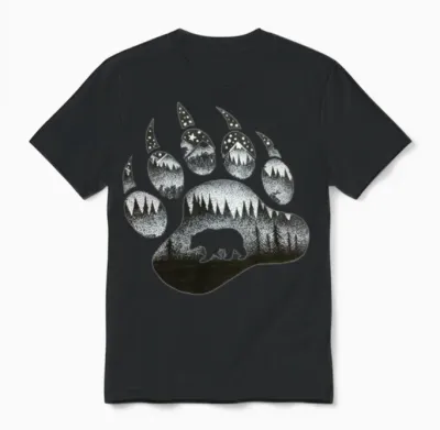 Bear Paw Unisex T-Shirt - Black