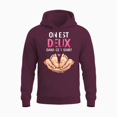 Pregnancy Announcement One Is Two in This Unisex Hoodie - Maroon