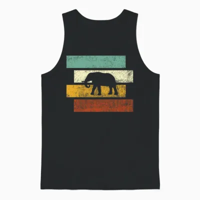 Elephant Retro Unisex Tank Top - Black