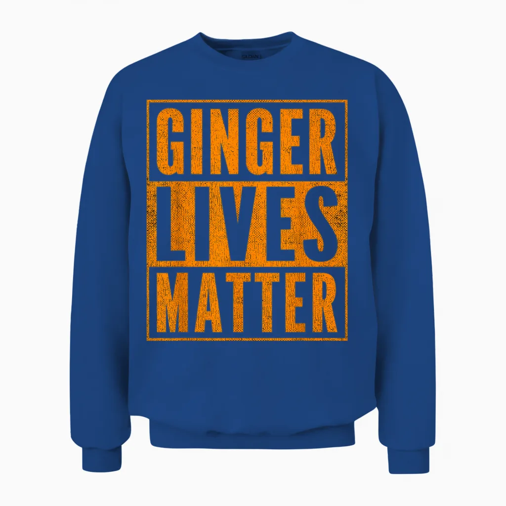 Funny Ginger Lives Matter Old School Graphic Redhead Unisex Sweatshirt in Royal