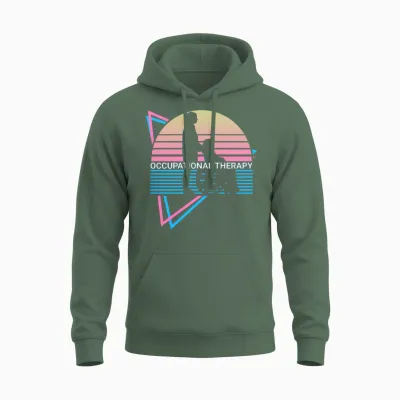 Occupational Therapy Retro Unisex Hoodie - Military Green