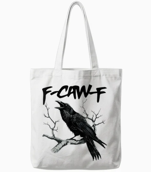 F-Caw-F Tote Bags in White