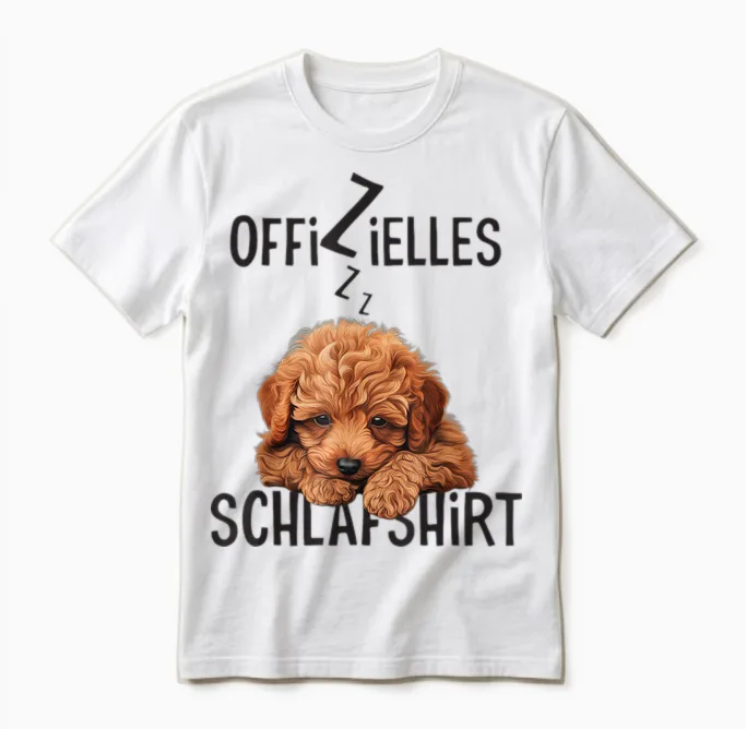 Official Sleep Shirt with Dog Funny Toy Poodle T-Shirt, White Unisex T-Shirt in White