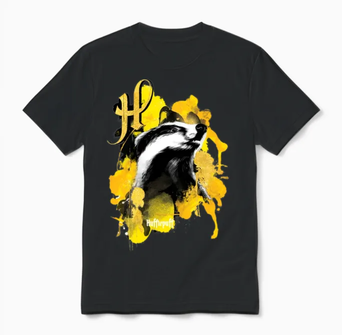 Harry Potter Hufflepuff Badger Unisex T-Shirt in Black