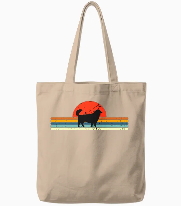 Vintage Dog Retro Sunset Lovers Gift Tote Bags in Natural