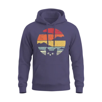 Retro Cat Unisex Hoodie - Heather Sport Dark Navy