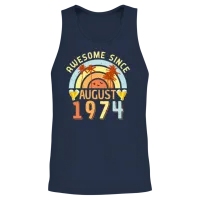 August 1974 Retro Unisex Tank Top - Navy – 2